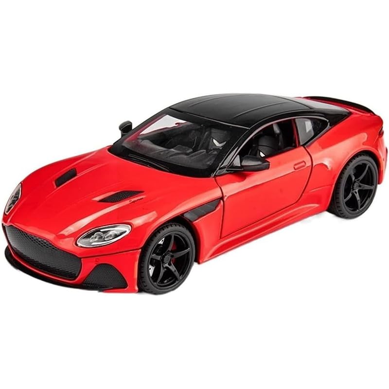 Image of New 1:24 Astorn Martin Diecast Alloy Metal Pull Back Car with Openable Doors Music Sound and Light Vehicle Toy Car for Kids Boys (Red)