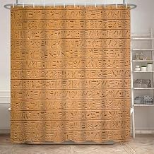 Egypt Hieroglyphs Shower Curtains Ancient Egyptians Civilization Egyptian Art Mural Machine Washable Waterproof Fabric Bathroom Decor Curtains Set with Hooks, 60x72 Inch