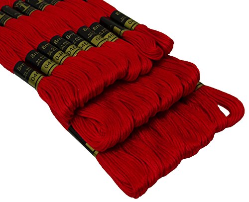 Image of Cross Stitch Hand Embroidery Thread Stranded Cotton Craft Sewing Floss 25 Skeins-Red