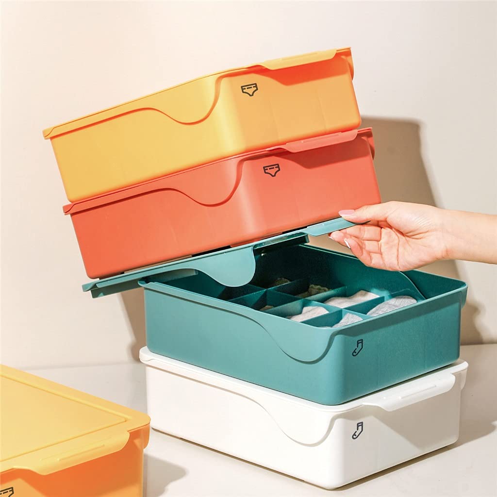 Organizer per Armadio a 10 Griglie per Calze Scatola portaoggetti per Biancheria Intima separata per la casa Organizzatore per cassetti Reggiseno per Vestiti (B 10,5 * 24,5 * 33,5 cm)
