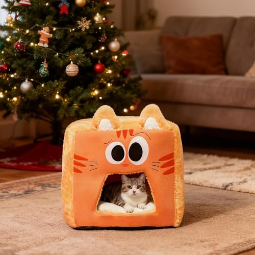 Cama para Gatos de Interior: Cueva de Dormir Cálida para Mascotas 4