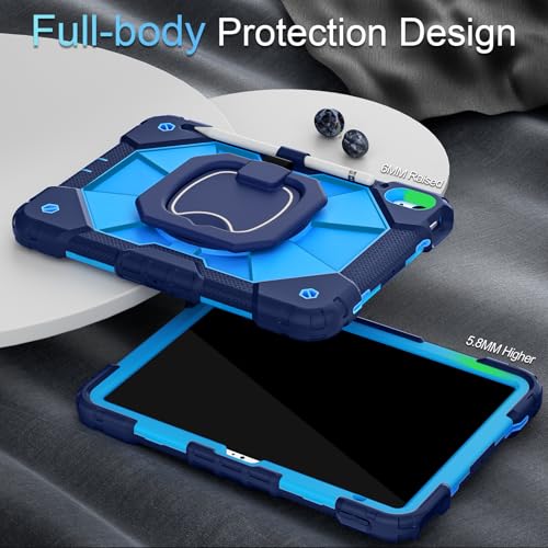 Image of Auizotl Case for iPad (A16) 11th /10th Generation 2025 /2022,360 Rotating Stand iPad Case 10th Generation with Screen Protector,Heavy Duty Shockproof i Pad Cases 11th /10th Gen 11.0 /10.9 Inch,Navy Blue