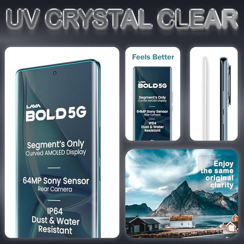 Image of ArmourPro Military Grade UV Tempered Glass Screen Protector Compatible For Lava Bold 5G (6.67 Inch) With Easy Installation Kit| Edge To Edge Coverage |Crystal Clear