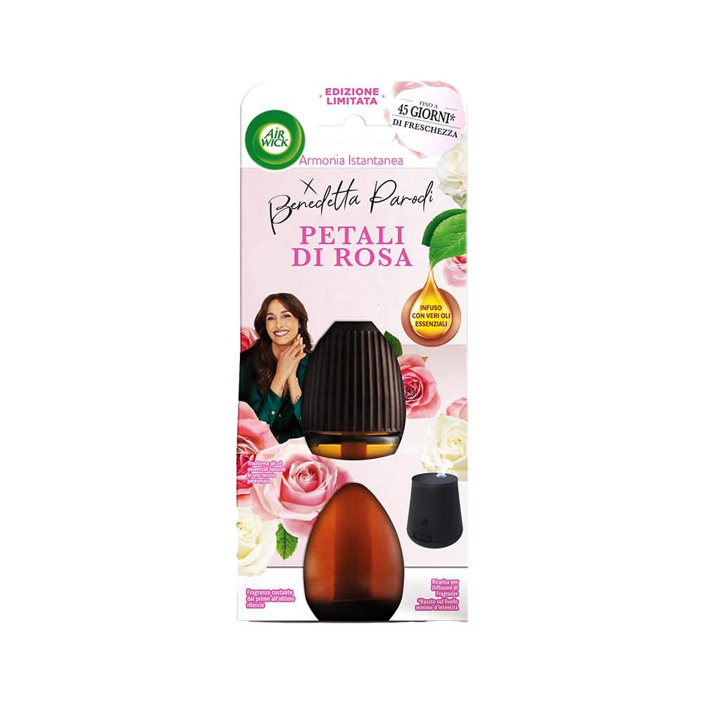Airwick Ricariche per Diffusore di Oli Essenziali Armonia Istantanea, Confezione da 6 Ricariche per il Diffusore di Oli Essenziali Profumatore per Ambienti alla Fragranza di Petali di Rosa