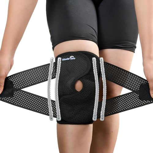 Image of Wonder Care Adjustable Wrap Knee Support Brace, Air Mesh Fabric Knee Brace Cap for Pain Relief, Sports, Arthritis, Running Protection [Black] (1, 3XL)