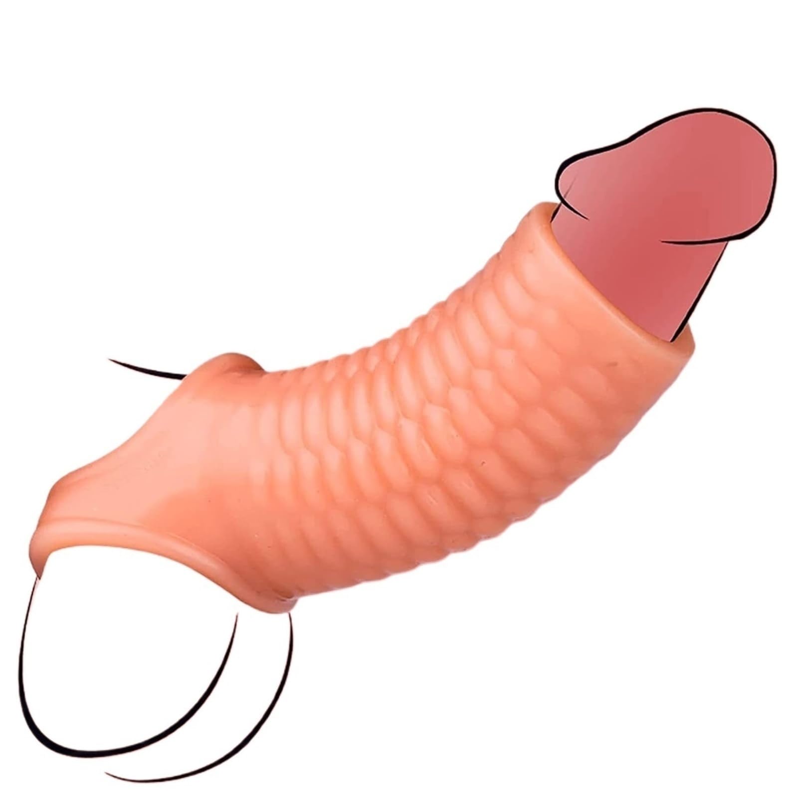 Custodia in silicone riutilizzabile, dotata di protuberanze a forma di pannocchia, con prolunga flessibile e prolunga a rilascio ritardato