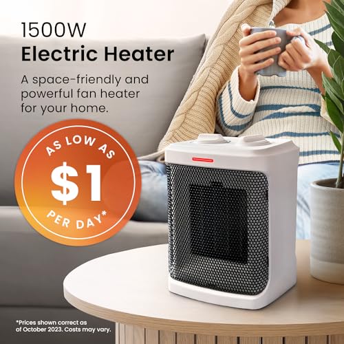 Pro Breeze Space Heater – 1500W Portable Electric Heater for Indoor Use, Ceramic Heater with Adjustable Thermostat, Small Heater for Home, Bedroom, Office, Garage with 3 Operating Modes - White - Image 3