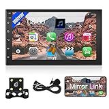 ESSGOO Android Autoradio Doppel Din mit Navi 7 Zoll Touch Bildschirm 2 Din Car Radio Unterstützung Mirror Link, WiFi, Lenkradkontrolle, Bluetooth Freisprecheinrichtung, Rückfahrkamera 1+16G