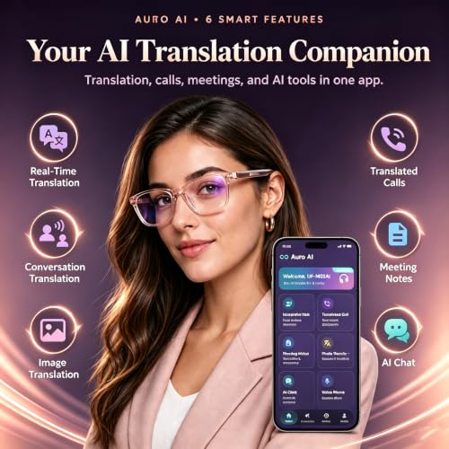 Image of Al Smart Glasses,Bluetooth Translation Glasses with 164 Languages-Pink