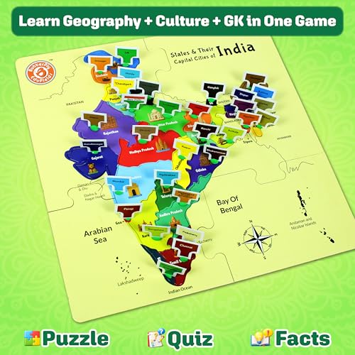 Image of Butterfly EduFields Buzzing India Map Puzzle for Kids | Learn Indian States & Capitals | Educational Geography Jigsaw Toy Age 6-12 | Birthday & Return Gift