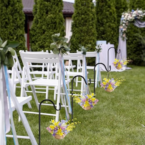 Image of 4 Pcs 24 Inch Shepherds Hook for Outdoor Adjustable Bird Feeder Pole Metal Steel Shepard Hooks for Hummingbird Stand Feeder Pole for Garden Plant, Lantern, Hanging Wedding Decor