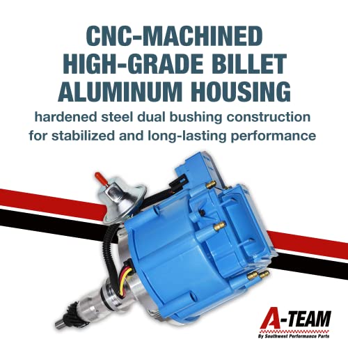 A-Team Performance - Hei Complete Distributor Straight 6 Cylinder 240 And 300 65K Coil -Compatible With Ford F100 F150 F250 E100 E150 One Wire Installation Blue Cap #TOP4