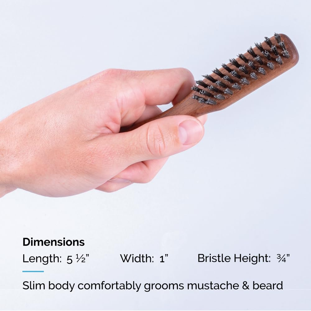 ZEUS Spazzola vegana per baffi e barba, con manico, setole morbide e senza animali, per domare e acconciare la barba, prodotta in Germania (J73)