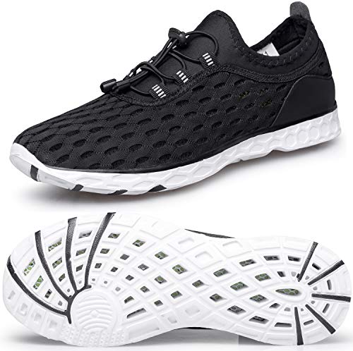DOUSSPRT Women's Water Shoes Quick Drying Sports Aqua Shoes Blackwhite Size 8