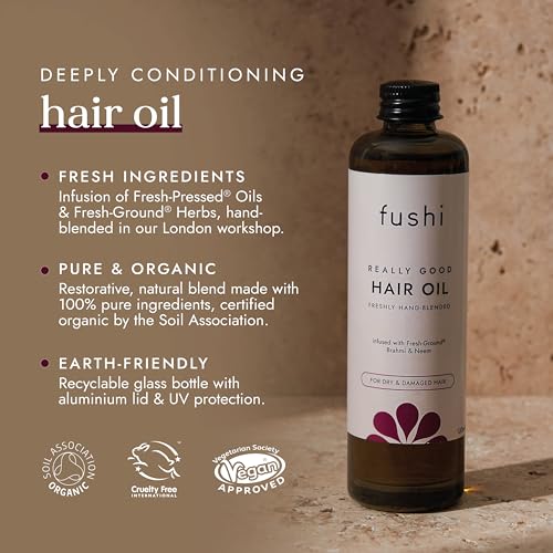 Fushi Really Good Hair Oil 100 ml | Rich in Antioxidants | Best for Dry & Damage Hair, Thinning Hair, Frizzy Hair | Ethical & Vegan Society Approved | Manufactured in the UK - Image 6