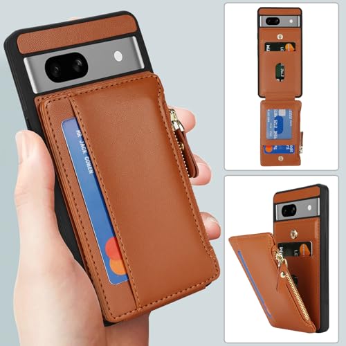 Image of Cavor for Google Pixel 7a Case Wallet with Card Holder, Brown
