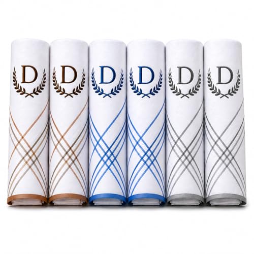 Image of ANTONIA Men's Initial Alphabet Handkerchiefs | Premium Cotton Personalized Hankies with Letter Embroidery (A-Z) | Soft, Absorbent & Reusable | Formal, Wedding & Gift Use | Pack of 6