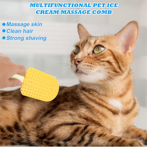 Image of 3pcs Cat Tongue Brush,2 in 1 Double-Sided Silicone Cat Brush,Cute Cats Brushes Silicone,Pet Hair Removal Tool for Long-Haired Cats, Grooming, Cleaning,Hair Removal (Blue, Green, Yellow)