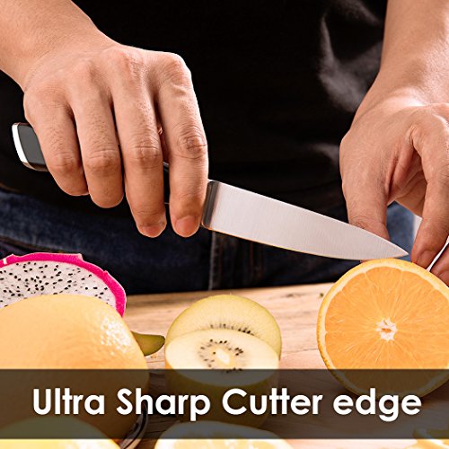 Paring Knife Fruit Knife Peeling Knife 4 Inch German HC Stainless Steel Small Sharp Knife with Non Slip Ergonomic Handle for Kitchen Cutting