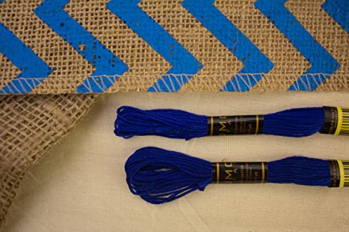 Image of Dark Royal Blue Embroidery Thread, 12 Pieces, 100% Egyptian Cotton, Premium Skeins, Oeko-Tex Certified, 8.75 Yards Long, Cross Stitch Embroidery Floss
