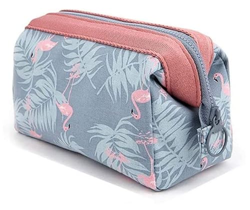 Losuya Trousse de toilette flamant rose, trousse de maquillage, pochette de rangement de voyage pour filles et femmes, gris Cover