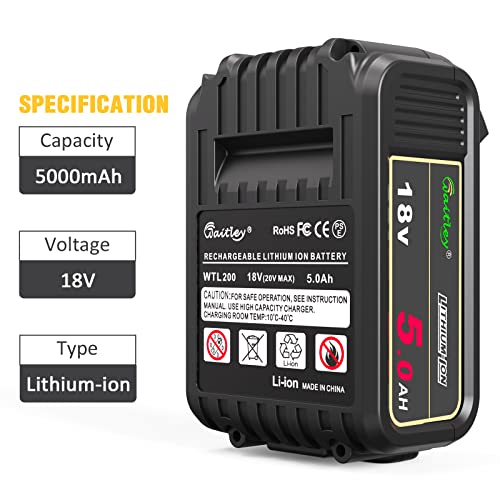 2 Pack Waitley 18V 5.0Ah Replacement Battery for dewalt battery 18v – Reliable Power for Drills, Impact Drivers & Daily Jobsite Use - Image 3