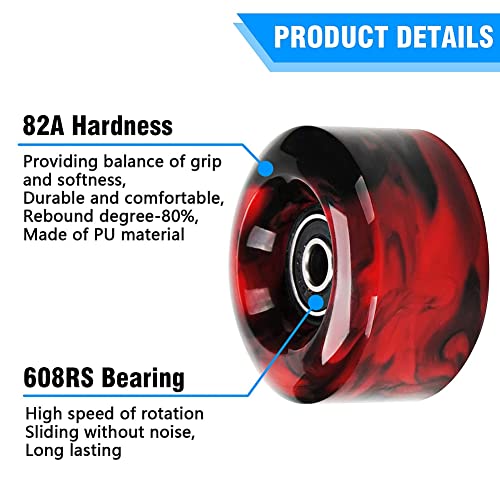 KJKVIVH 8 Pack LED Wheel Roller Skate Wheels with Bearings 32mm x 58mm Roller Skating Accessories, Black - Image 3