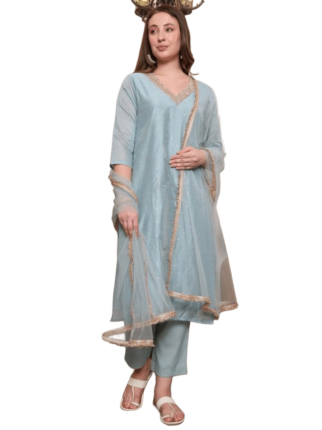 tozri Women Kurta Set with Dupatta | Embroidered Straight Kurta Pant Set for Women | Ethnic Festive Party Suit Set | Net Chanderi Fabric Kurti Set-picture-39