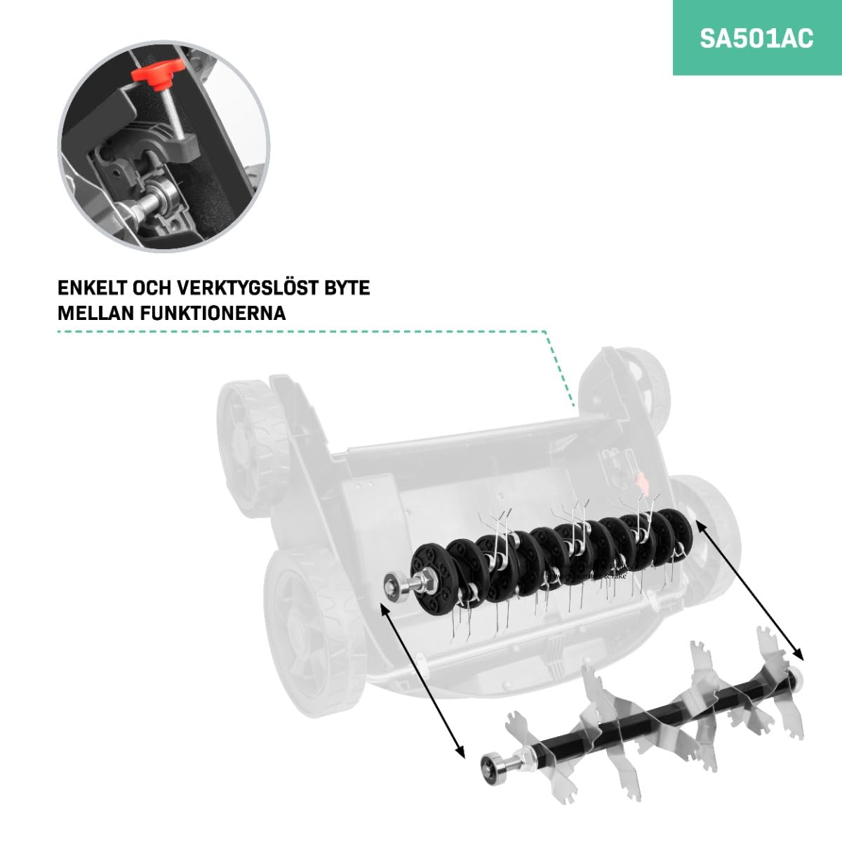 VONROC Escarificador - Aireador - 1300W - ancho de corte 320 mm - 4 ajustes de profundidad de corte (12/9/6/3 mm) - incl. caja de césped 35L