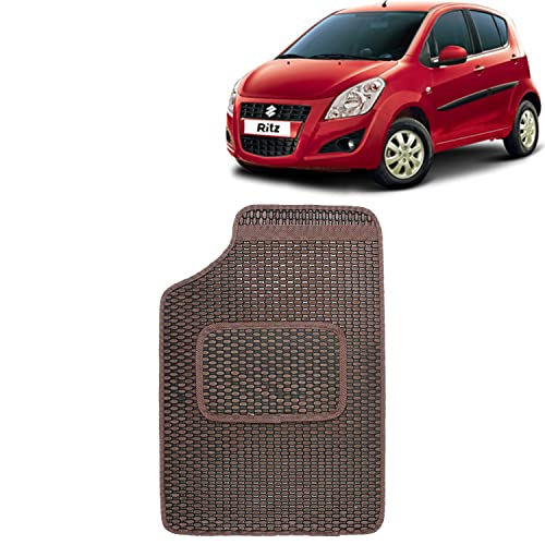 Image of Kingsway Dotted Design Car Floor Foot Mats Universal Fit for Maruti Suzuki Ritz, Model Year : 2009-2015, Water and Dustproof, Color Brown, Set of 5 Pieces