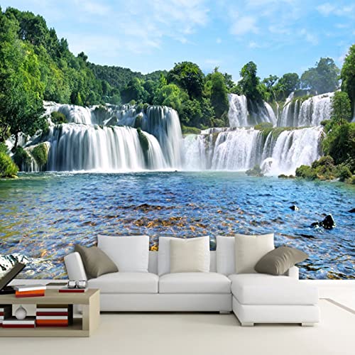 Papier peint forêt verte 3D pour un salon nature relaxant