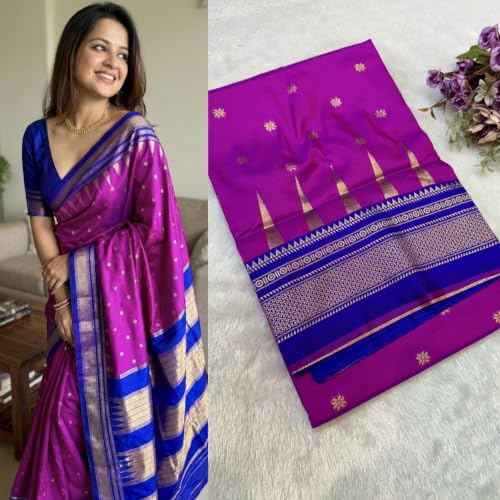 Generic magenta maheshwari silk saree in soft silk – image 3