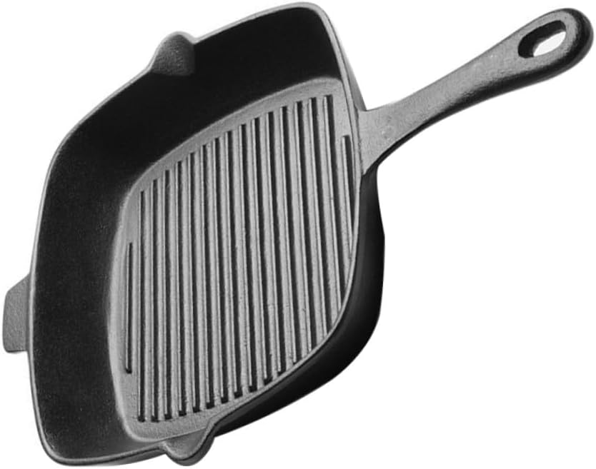 Cabilock 26cm Non-Stick Square Grill Pan Cast Iron Frying Pan for Electric and Gas Stove for Cooking Steak and Grilling