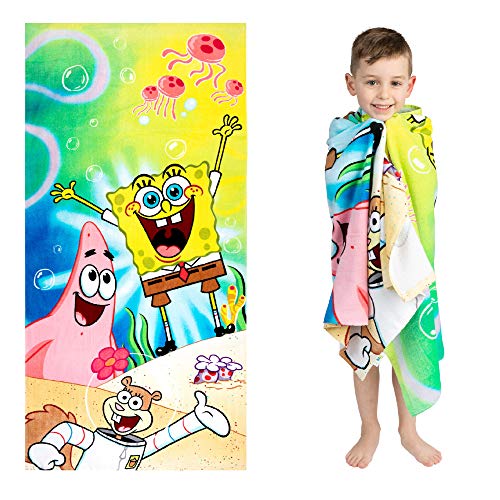 Image of Franco Kids Super Soft Cotton Beach Towel, 58 in x 28 in, Spongebob Squarepants