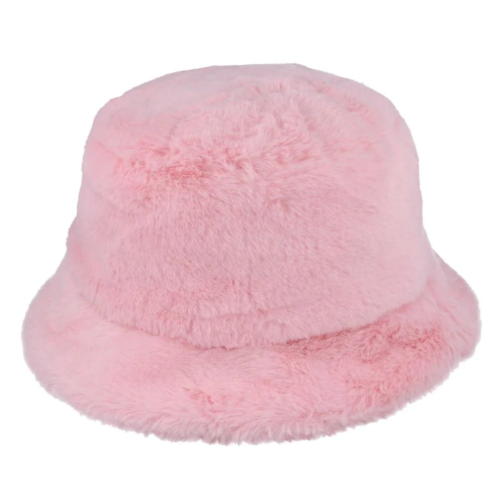 KGM Stylish New Soft Fleecy Faux Fur Bucket hat - Festival Summer Winter Hats (Fushia)