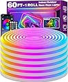 SINLEY Led Neon Rope Lights 60FT,Control with App/Remote,Flexible Led Rope Lights,Multiple Modes,IP68 Outdoor RGB Neon Lights Waterproof,Music Sync Gaming Led Neon Strip Lights for Bedroom Indoor