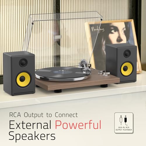Image of Turntables Record Player with Wireless Output Connectivity Vinyl Player Belt-Drive Support 33 45 RPM Speed Phono Line USB Digital to PC Recording with Advanced MM Cartridge ATN3600L Light Brown