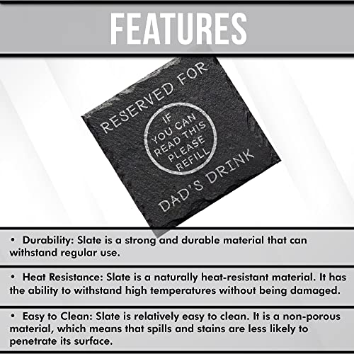 For Dad Father's Day Idea Dad Gifts For Him Secret Santa Present Idea For Him Black Slate Drinks Coffee Coaster Funny Dad Joke Gifts Beer Matt — photo 3