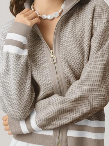 Image of SuperPrity Cardigan Sweaters for Women Long Sleeve Zip Up Lightweight Knit Jacket 2024 Fashion Fall Baseball Coats Outwear