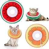 2 Pieces Adjustable Cat Cone Collar Soft Cat Recovery Collar Elizabethan Collars Pet Neck Cone for Kitten and Small Dogs, Orange and Watermelon
