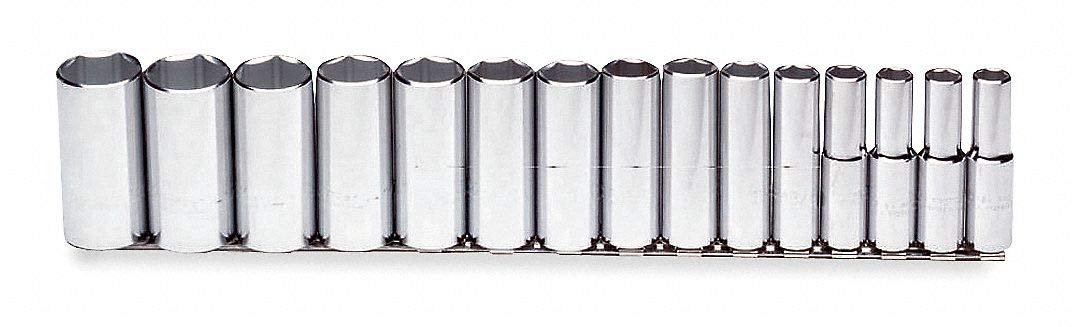 1/2" Drive 15 Piece Deep Socket Set - 6 Point