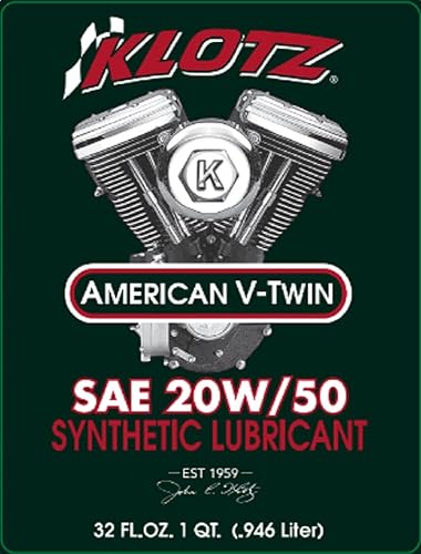 Miniatura 10 de Klotz Kit de cambio de aceite de motor sintético 20W50 para Twin Cam 1999-2018 y Milwaukee-Eight 2017-2024 (kit básico de 5 cuartos de galón)
