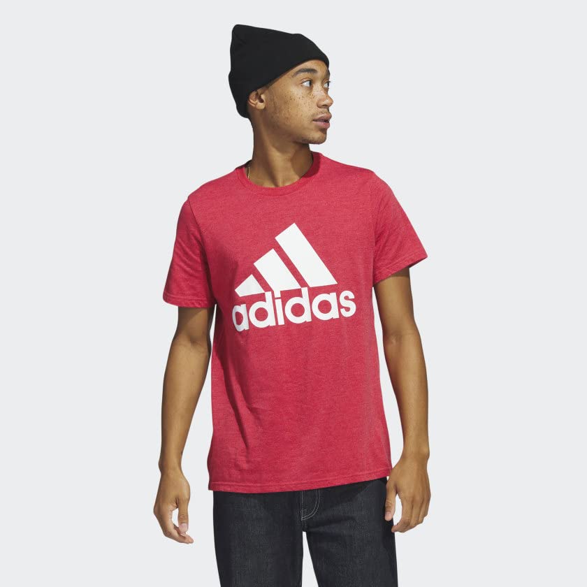 adidas Amplifier Short Sleeve Badge of Sport Tee Men's, Red, Size L