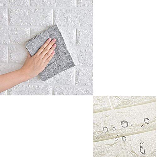 Papier peint en briques blanches 3D pour masquer les défauts des murs sans travaux - 5
