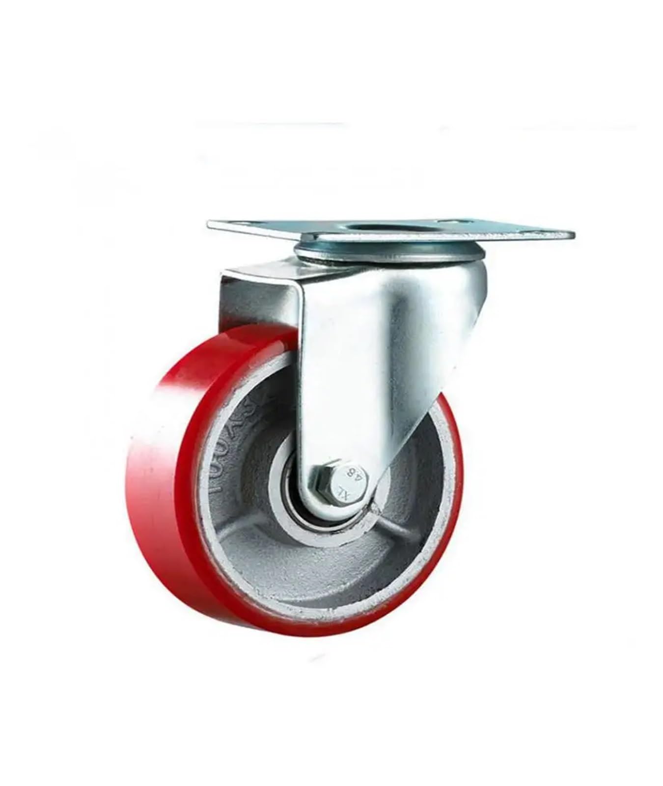 1 rueda universal de poliuretano de núcleo plano de tamaño mediano de 4 pulgadas con un diámetro de 100 mm, rueda de poliuretano silenciosa roja