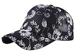 ZLYC Damen Trucker Cap Sommer Baseball Cap Mode Blumen Mesh Atmungsaktiv Basecap, Blumen Schwarz, Gr. Einheitsgröße