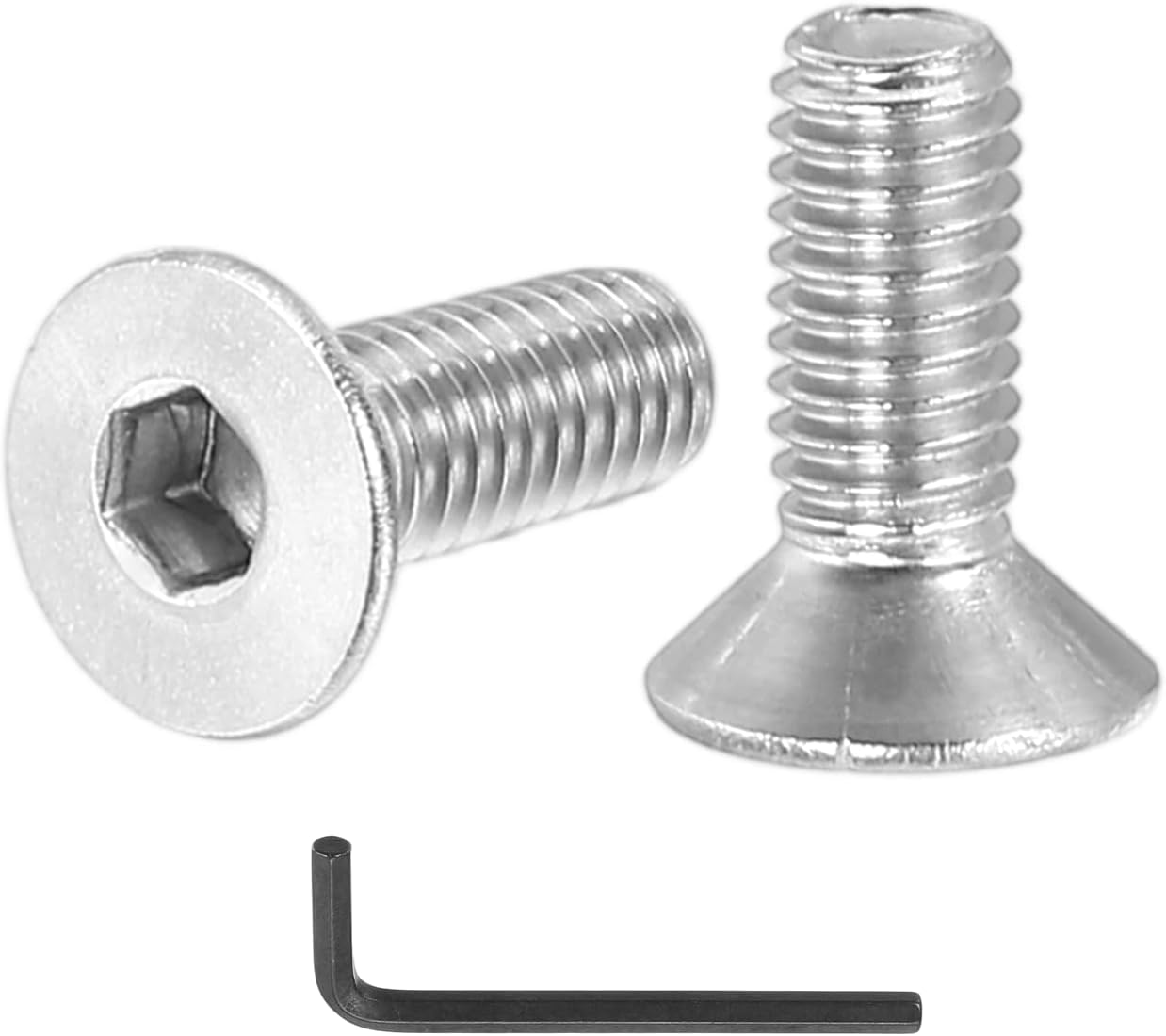 M3 x 8 mm Flat Head Socket Cap Screws, 100 Pcs 304 Stainless Steel Head Screw Bolts Hex Socket Drive Countersunk Bolts for Binding Furniture Table Machinery, Silver