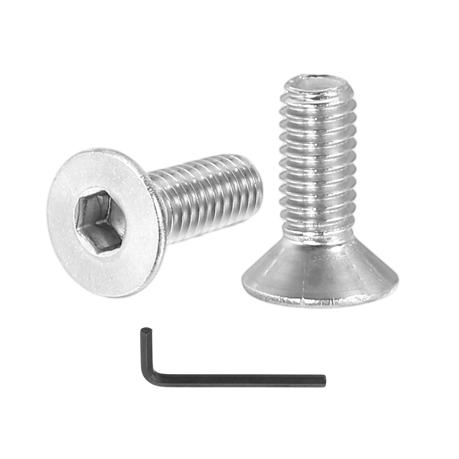 M3 x 8 mm Flat Head Socket Cap Screws, 100 Pcs 304 Stainless Steel Head Screw Bolts Hex Socket Drive Countersunk Bolts for Binding Furniture Table Machinery, Silver