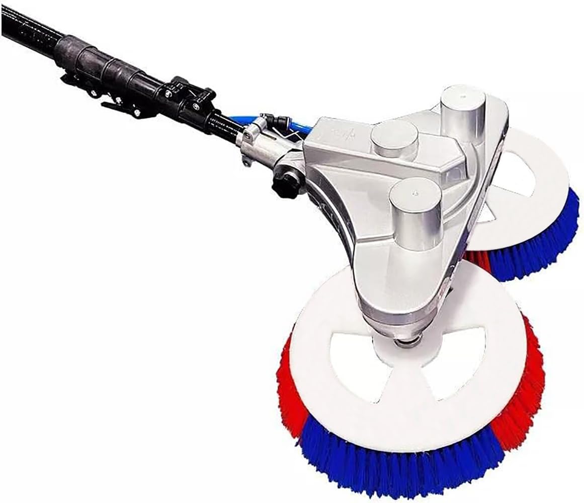 Spazzola Elettrica Doppia Testa per Pannelli Solari,Asta Telescopica in Fibra di Carbonio 24FT,Sistema ad Acqua Integrato,Doppia Alimentazione CA/Batteria,Pulizia Fotovoltaica Leggera ed Efficiente