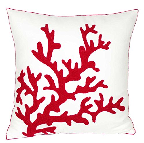 DECOPOW-Embroidered-Nautical-Decor-Pillow-CoversSquare-18-Inches-Decorative-Canvas-Pillow-Cover-for-Nautical-Style-Deco-by-Coral-Red-New 51yAVHpDwnL